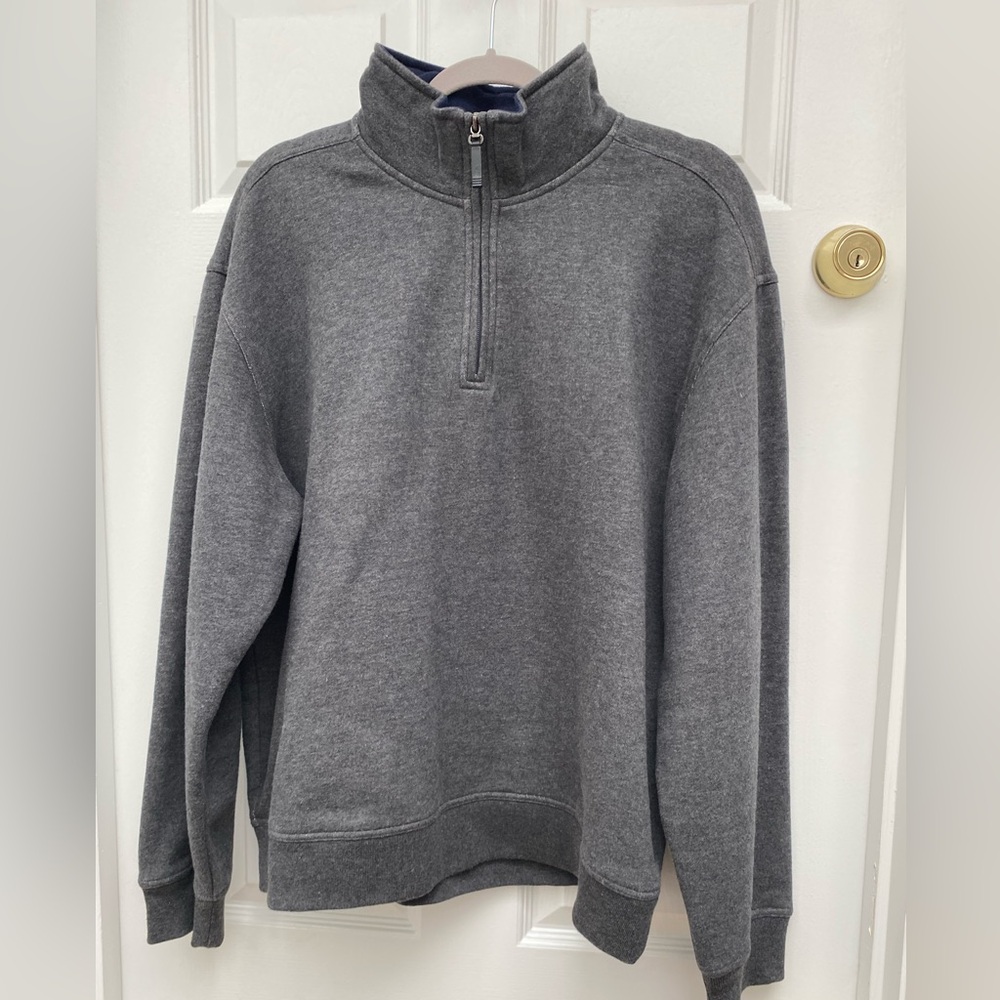 Grant Thomas Men's Charcoal Quarter Zip-Up Sweater - Size L